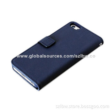 Folio Flip Cases for iPhone 5, Genuine Leather Material with Rubberized Back Cover